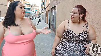 two bbw latinas flirt into muscular lucky fuck