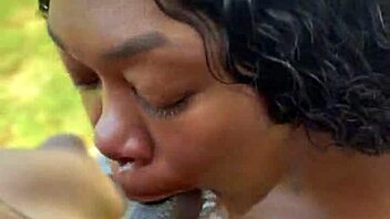 Goldilocks rides big black cock bareback creampie outdoor