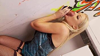 blonde milf slut i get monster cock facial from gloryhole fuck...