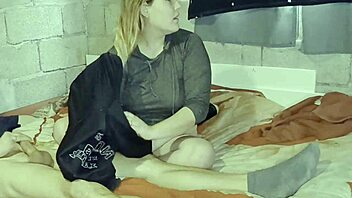 Chubby blonde housewife endures painful double penetration orgasm on face