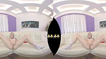 I piss play and fuck dildo on sofa vr