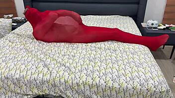 fuck yes tightly wrapped pantyhose bondage cocoon stretches her nylon bound!