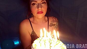 big ass bbw smashes cake shakes thong in birthday fun