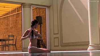 irina russaka's petite teen body teases tight pussy underwater pool?