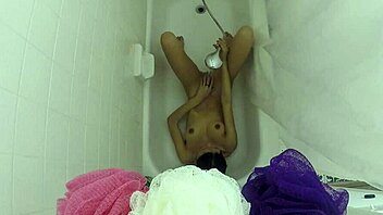 Skinny asian slut chokes on cock in pool pov gagging