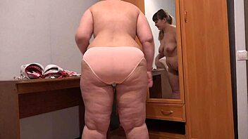 big ass chubby milf fingers hairy pussy in lingerie mirror fetish pawg