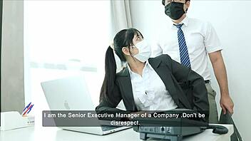 office manager seduces staff with homemade teasing