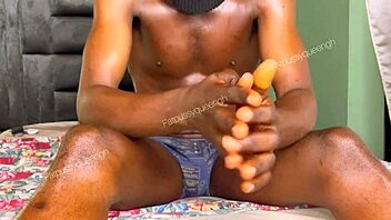 ebony goddess chokes stallion's cock till explosive cum