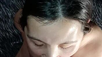 nighttime face fuck and deep suck before bed with cute asian
