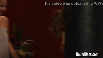 Hey, busty lesbian slave strapons her big tits mistress in bondage