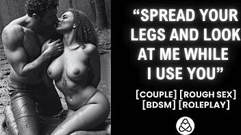 He dominates girlfriend in forest with bdsm roleplay