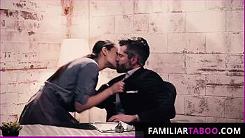 boss mike mancini barebacks secretary bella rolland's sloppy deepthroat on office desk sofa