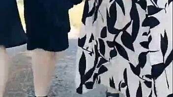 hot 66 year old granny flashes feet in sunny forest walk 👵🌳😘