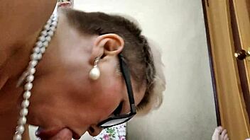 Our mature bride milf captures my big cock with pearl necklace cumshot close-ups