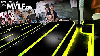 sharing our kinky milf double penetrated on restaurant desk