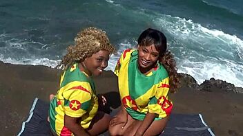 nina rivera and porsha carrera rip clothes for wet lesbian pussy licking on beach