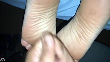 wife gives hot pov footjob ending in massive cum blast