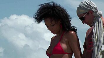 hairy latina milf's outdoor mmf threesome pussy pounding