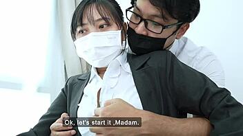 office manager seduces staff with homemade teasing