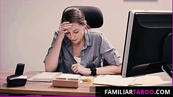 boss mike mancini barebacks secretary bella rolland's sloppy deepthroat on office desk sofa