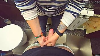 stranger, cum in my milf panties again in this restaurant toilet—kinky pov creampie!