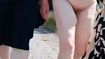 hot 66 year old granny flashes feet in sunny forest walk 👵🌳😘