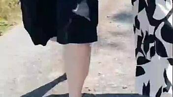 hot 66 year old granny flashes feet in sunny forest walk 👵🌳😘