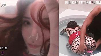 skinny sub slut gets wet pussy toyed in underwater bathtub fuck