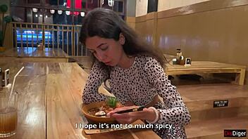 i blast cum on her face at sushi bar then she munches rolls cumwalk style public fun