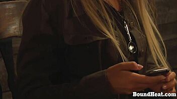 Madame's Teasing Touch On Bound Blonde's Big Tits
