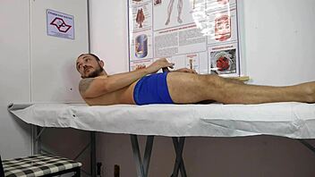 Patient's cock rises hard in front of sexy nurse uniform