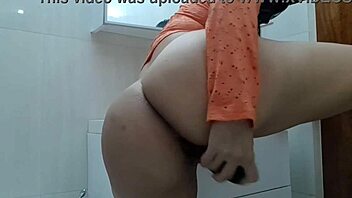 anal masturbation before shower ripping my ass with huge dildo