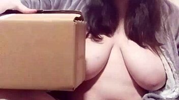 Unboxing Wet Anal Toys for Chubby Tits Tease