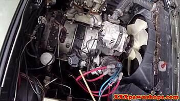 Amateur babe trades car and pussy in pawnshop reality