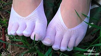 i love my goddess feet in cute white socks outdoors