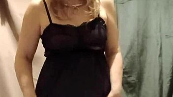 french milf slave flashes tits outdoors, masturbates hard under maledom humiliation