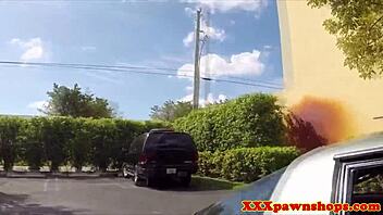 Amateur babe trades car and pussy in pawnshop reality