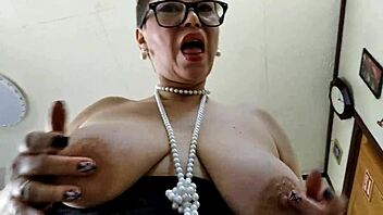 Our mature bride milf captures my big cock with pearl necklace cumshot close-ups