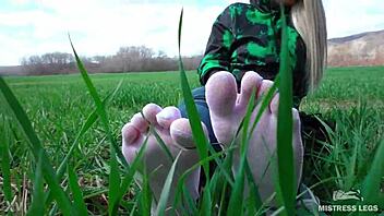 i love my goddess feet in cute white socks outdoors