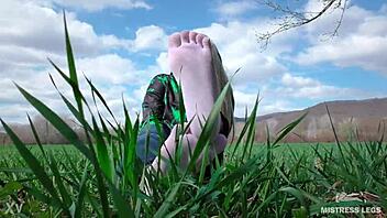 i love my goddess feet in cute white socks outdoors