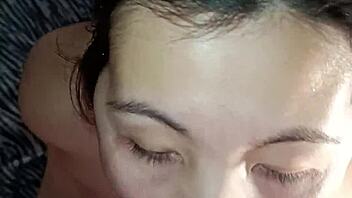 nighttime face fuck and deep suck before bed with cute asian