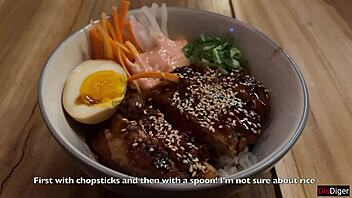 i blast cum on her face at sushi bar then she munches rolls cumwalk style public fun