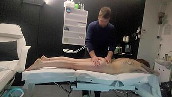 lady gets massaged then face fucked and pussy pounded hard