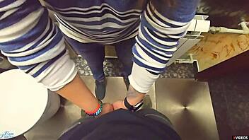 stranger, cum in my milf panties again in this restaurant toilet—kinky pov creampie!