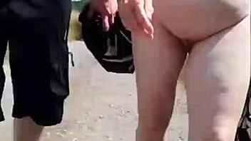 hot 66 year old granny flashes feet in sunny forest walk 👵🌳😘
