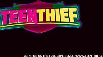 the cute burglar thief hesitates to leave the house