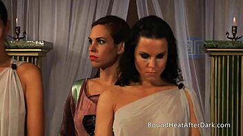 voyeur teen mistress fingers her big tits slave in lesbian femdom 69 domination