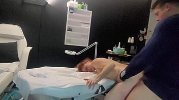 lady gets massaged then face fucked and pussy pounded hard