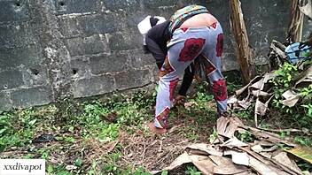 horny farm girl takes deep doggy on ranch land close up