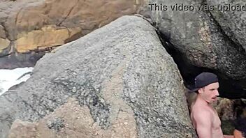 Saymon fucks Brenda's delicious pussy on beach rocks!